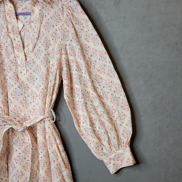 NWT FRNCH Womens Romanne Cotton V-neck Puff sleeve Shirtdress Size S - Picture 8 of 16